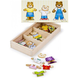 Melissa & Doug Wooden Teddy Bear Family - Swap Dress Up Puzzle - 45 Pieces Md003770 - 1