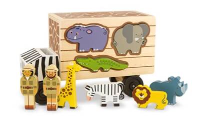 Melissa & Doug Wooden Truck - Animal Rescuers - Shape Puzzle Md005180 - 2