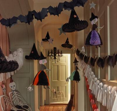 Meri Meri - Flying Honeycomb Witch Decorations - Hanging Ornaments For Flying Witches (Set Of 3) - 2