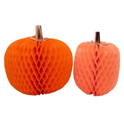 Meri Meri - Halloween Honeycomb Pumpkins - Giant Pumpkin Honeycomb Ornaments - 1