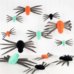 Meri Meri - Hanging Honeycomb Spiders - Hanging Spider Decorations - Set Of 12 - 3
