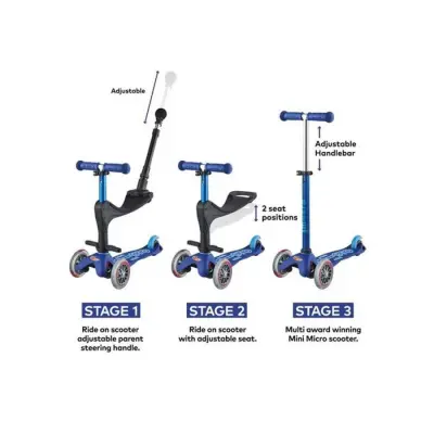 Micro Mini 3 In 1 Deluxe Plus Blue Scooter Mmd080 - 5