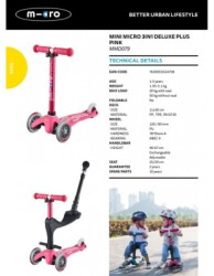 Micro Mini 3 In 1 Deluxe Plus Pink Scooter Mmd079 - 5