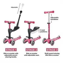 Micro Mini 3 In 1 Deluxe Plus Pink Scooter Mmd079 - 6