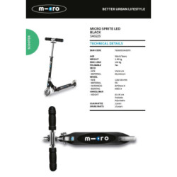 Micro Sprite Black (Led) Scooter Sa0225 - 5