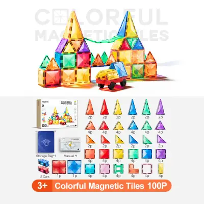 Mideer Colorful Magnetic Tiles 100 Pieces CT1211 - 6