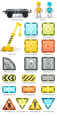 Mideer Colorful Magnetic Tiles Little Architect 36 Pieces MD4289 - 4