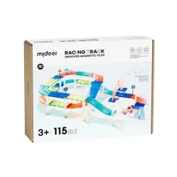 Mideer Magnetic Tiles Car Race Track - 115 Pieces MD6395 - 1