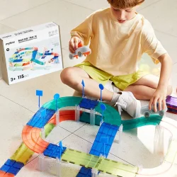 Mideer Magnetic Tiles Car Race Track - 115 Pieces MD6395 - 2
