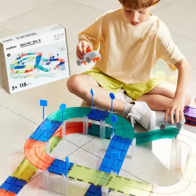 Mideer Magnetic Tiles Car Race Track - 115 Pieces MD6395 - 2