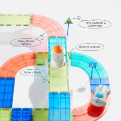 Mideer Magnetic Tiles Car Race Track - 115 Pieces MD6395 - 6