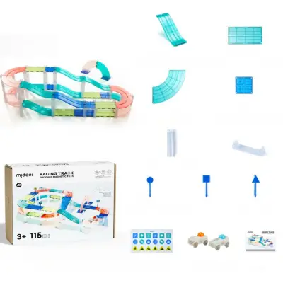 Mideer Magnetic Tiles Car Race Track - 115 Pieces MD6395 - 8