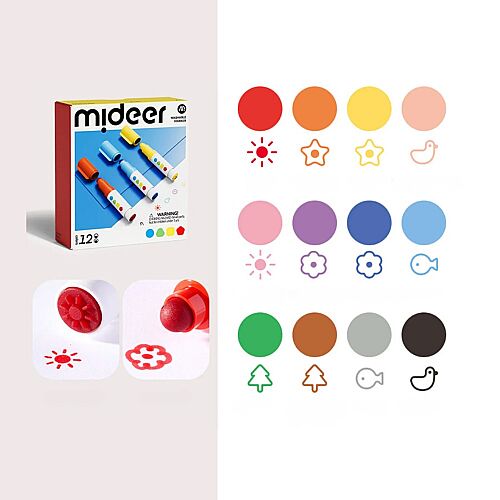 Mideer Yuvarlak Çift Uçlu Yıkanabilir Marker - 12 Renk MD3386 - 8