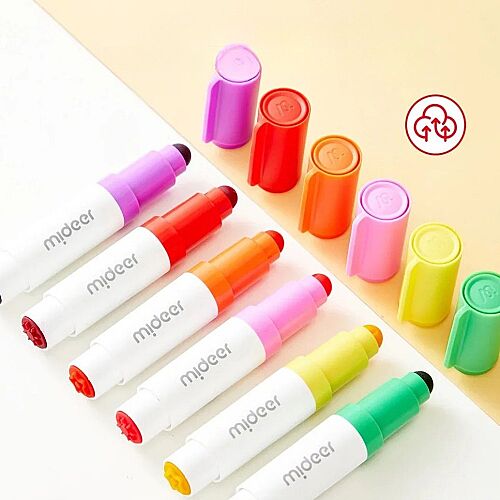 Mideer Yuvarlak Çift Uçlu Yıkanabilir Marker - 12 Renk MD3386 - 4
