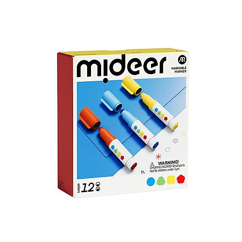 Mideer Yuvarlak Çift Uçlu Yıkanabilir Marker - 12 Renk MD3386 - 1