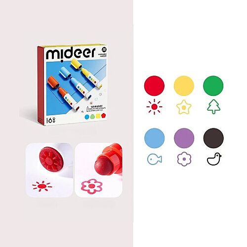 Mideer Yuvarlak Çift Uçlu Yıkanabilir Marker - 6 Renk MD3385 - 8
