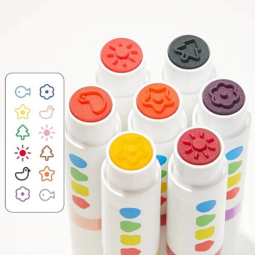 Mideer Yuvarlak Çift Uçlu Yıkanabilir Marker - 6 Renk MD3385 - 6