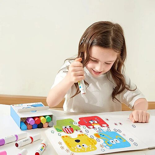 Mideer Yuvarlak Çift Uçlu Yıkanabilir Marker - 6 Renk MD3385 - 7