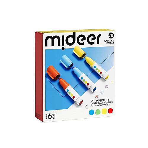 Mideer Yuvarlak Çift Uçlu Yıkanabilir Marker - 6 Renk MD3385 - 1
