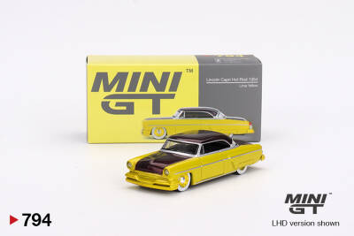 Mini Gt 1/64 Lincoln Capri Hot Rod 1954 Lime Yellow Mgt00794 - 1
