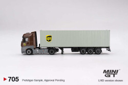 Mini Gt 1/64 Mercedes Benz Actros W/40 Ft Container Ups Europe Mgt00705 - 1