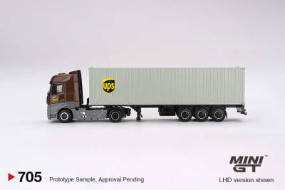 Mini Gt 1/64 Mercedes Benz Actros W/40 Ft Container Ups Europe Mgt00705 - 1