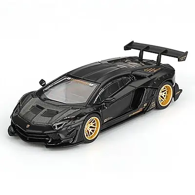 Mini GT 1/64 LB WORKS Lamborghini Aventador Limited Edition Matte Black - 1