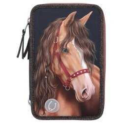 Miss Melody Triple Pencil Case Led Glitter Horse 413190 - 1
