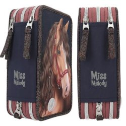 Miss Melody Triple Pencil Case Led Glitter Horse 413190 - 3