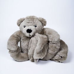 My Friend Toys Blanket-Wearing Ash Gray Bear Plush Toy - 1