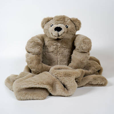 My Friend Toys Blanket-Wearing Ash Gray Bear Plush Toy - 2