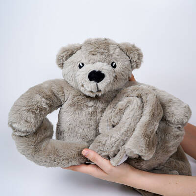 My Friend Toys Blanket-Wearing Ash Gray Bear Plush Toy - 3