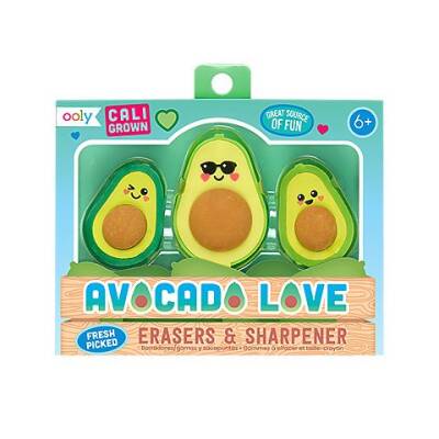 Ooly Avocado Love Eraser & Pencil Sharpener 3-Piece Set 112-113 - 1