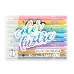 Ooly Color Lustre Brush Tip Metallic Pen Set Of 10 130-064 - 1