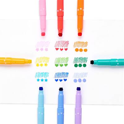Ooly Confetti Stamp Double-Ended 9-Pack Felt-Tip Pens 130-092 - 2
