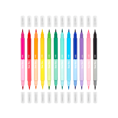 Ooly Dual Tone Brush Tip Double-Sided Felt-Tip Pens, Pack Of 12 (24 Colors) 130-085 - 2