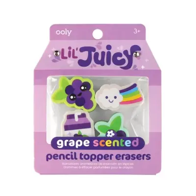 Ooly Lil’ Juicy 4-Pack Erasers - Grape Scented 112-112 - 1