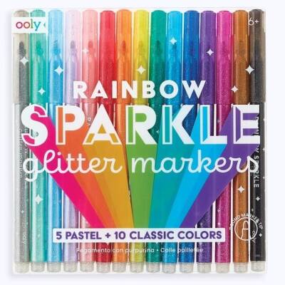 Ooly Rainbow Sparkle Glittery 15-Pack Felt-Tip Pens 130-063 - 1
