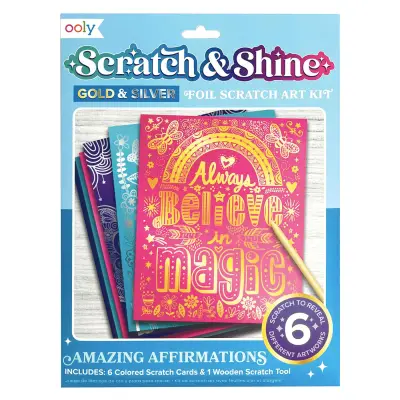 Ooly Scratch And Shine Foil Scratch Art Kit - Amazing Affirmations 161-095 - 1