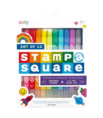 Ooly Stamp-A-Square Double-Ended Felt-Tip Pens (Pack Of 12) 130-112 - 1