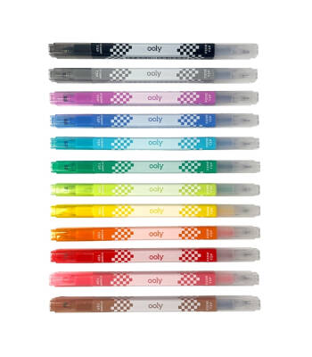 Ooly Stamp-A-Square Double-Ended Felt-Tip Pens (Pack Of 12) 130-112 - 3
