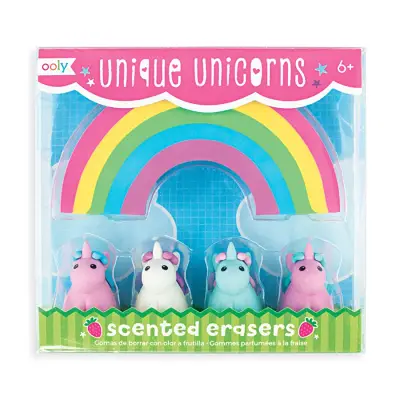 Ooly Unique Unicorn Eraser Set - Strawberry Scented 112-082 - 1