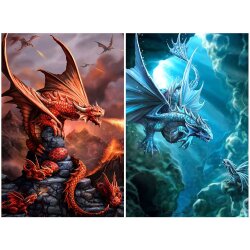 Prime 3D Fire Dragon & Water Dragon 200 Piece Double Puzzle Prm/10244 - 2