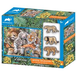 Prime 3D Wild Cats Figure Set And 100-Piece Puzzle Prm/15544 - Prime 3D