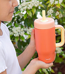 Sipnjoy Handlehug Tumbler Termos Pipetli Suluk (550 ml) - Turuncu - 3