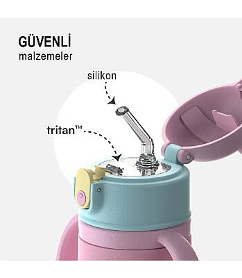 Sipnjoy Sippypals Çocuk Termosu Pipetli Suluk (360 ml) - Koyu Mavi - 3