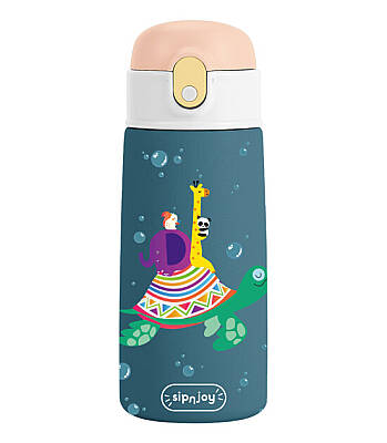 Sipnjoy Sipsquad Çocuk Termosu Pipetli Suluk (480 ml )- Turtle Voyage - 1