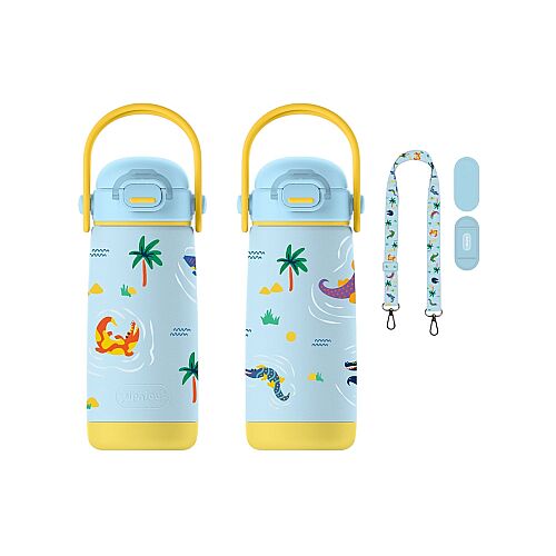 SipnJoy SipSquad Plus Çocuk Su Termosu (480 ml) - Snappy Croc - 4