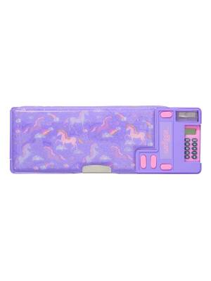 Smiggle Eclipse Pop Out Automatic Pencil Case With Calculator, Lilac 456643 - 1