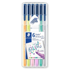 Staedtler Triplus Color Felt-Tip Pens, Pastel Colors, 1.0 Mm, Set Of 6, 323 Sb6Cs01 - 1